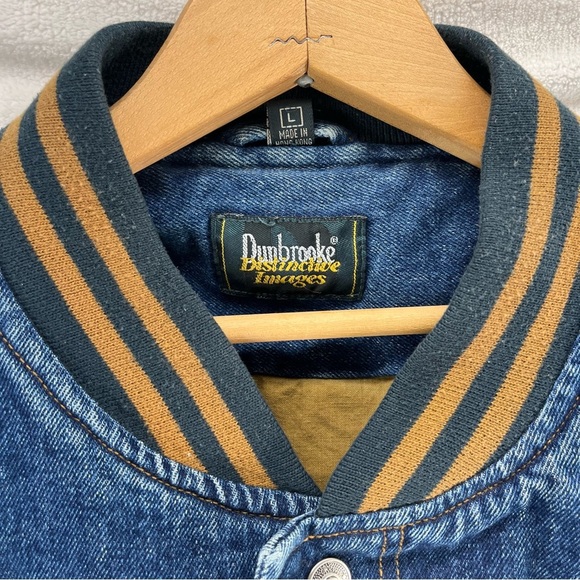 Vintage Dunbrooke Gatorade Varsity Denim Tan Bomber Jacket Mens Large Y2K - Picture 5 of 9